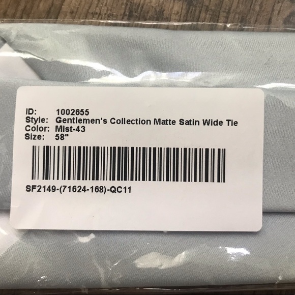 Gentleman’s Collection Matte Satin Wide Tie in MIST-43 - Picture 2 of 5